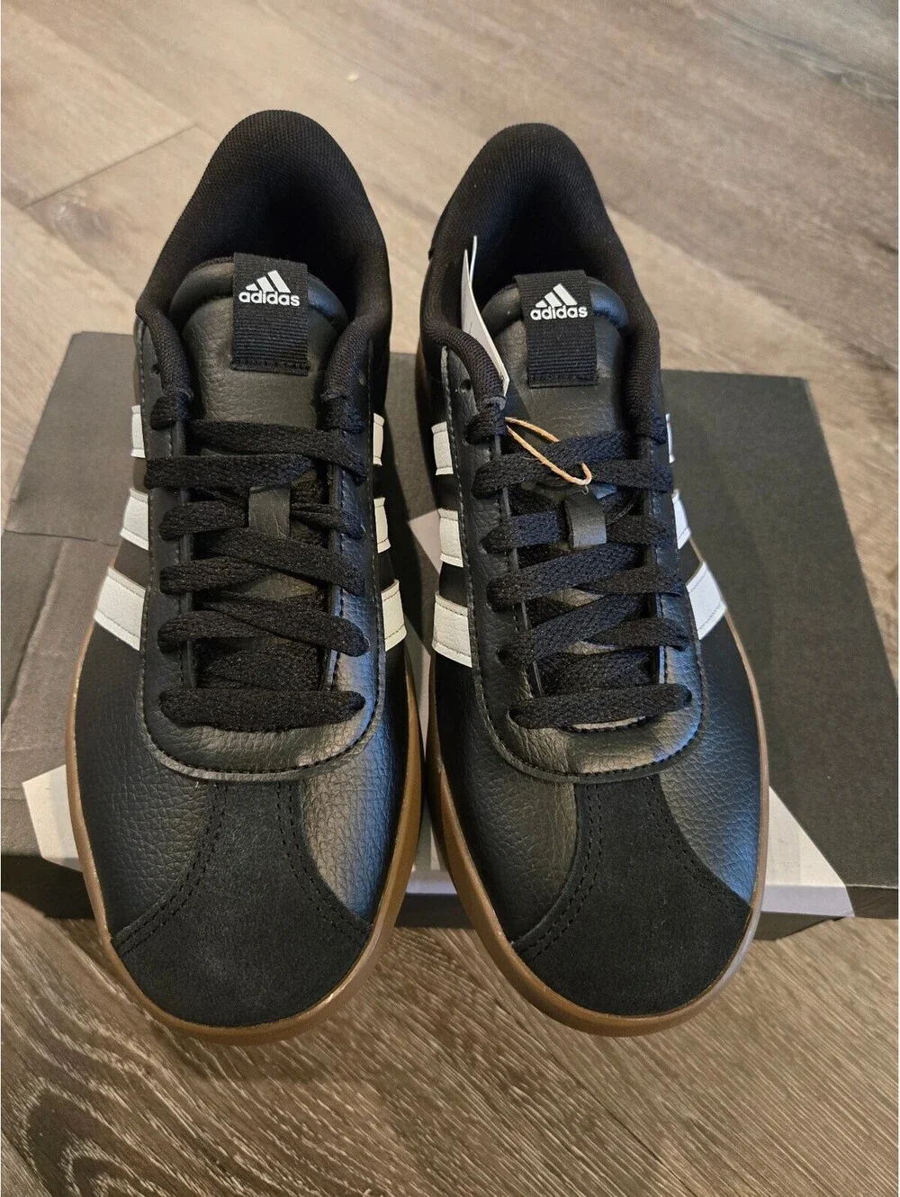 adidas VL Court 3.0 Womens 8 men 7 Black White Gum ID8796 Brand New OG Box